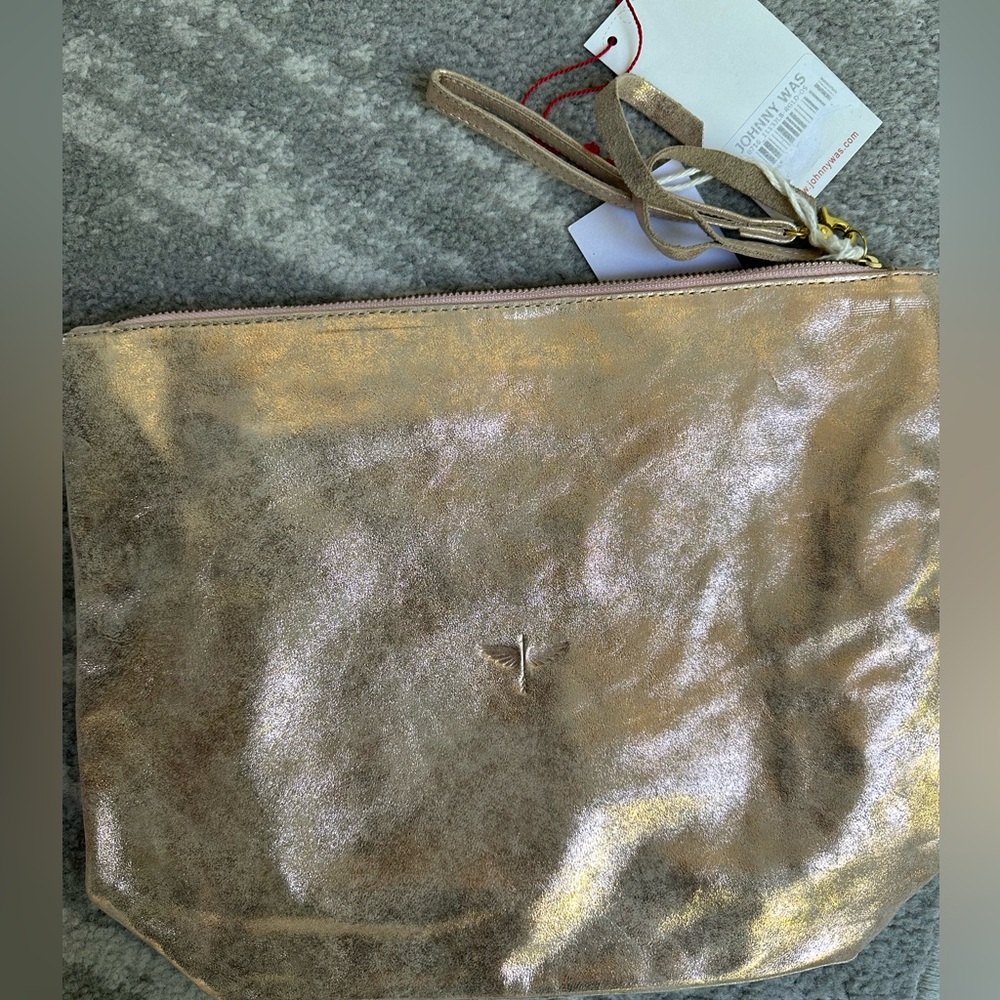 Johnny Was Metallic Leather Clutch
